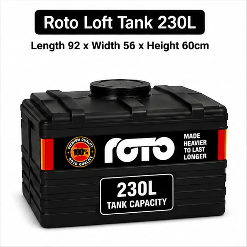 Roto Tank  230ltr Rectangular LOFT - (Base 99/68 x Height 36)cm