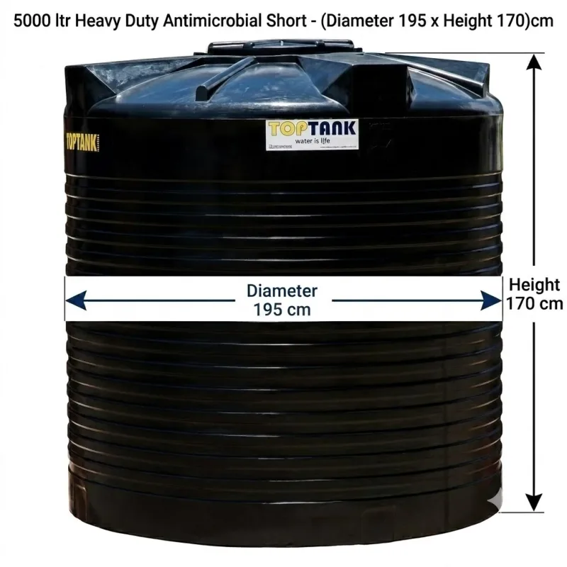 Top Tank 5000 ltr Heavy Duty Antimicrobial Short - (Diameter 195 x Height 170)cm
