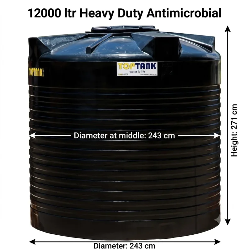 Top Tank 12000 ltr Heavy Duty Antimicrobial - (Diameter 243 x Height 271)cm