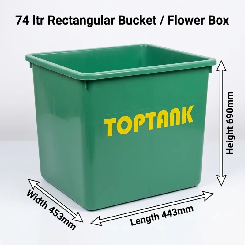 Top Tank 74 ltr Rectangular Bucket / Flower Box - (Length 443 x Width 453 x Height 690)mm