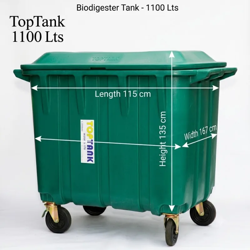 Garbage Bin with Wheels 1100 Lts - (Length 115 x Width 167 x Height 135)cm