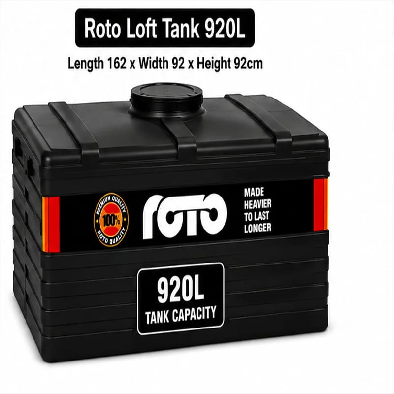 Roto Tank 920ltr Rectangular LOFT - (Base 127/127 x Height 58)cm