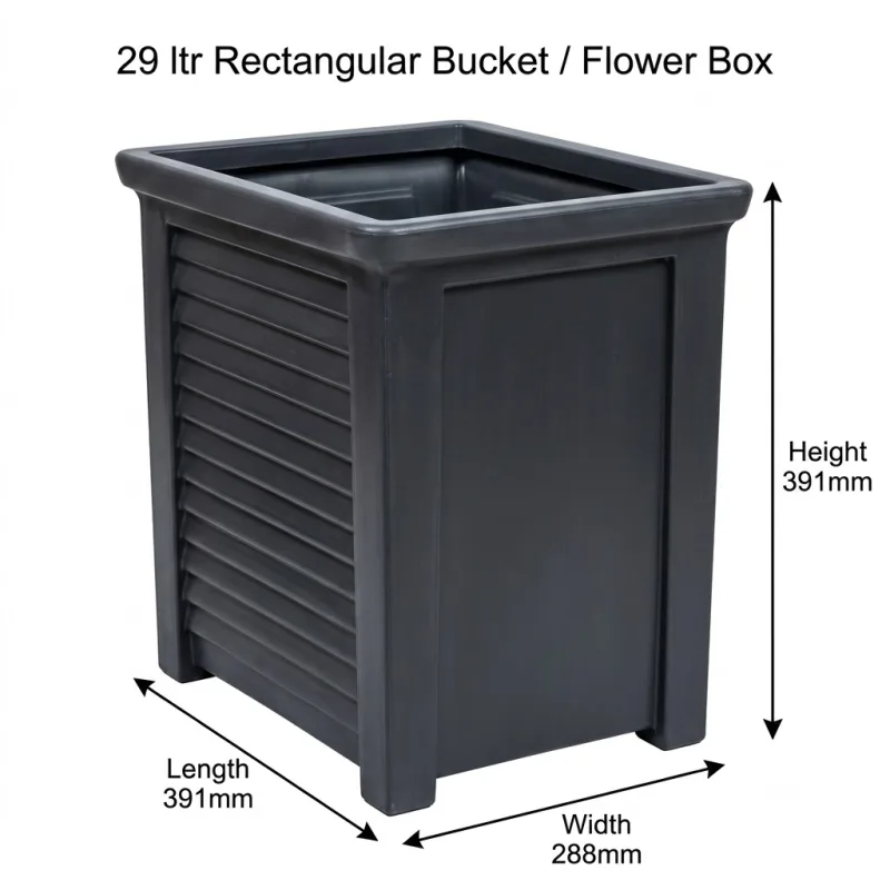 Top Tank 29 ltr Rectangular Bucket / Flower Box - (Length 391 x Width 288 x Height 391)mm