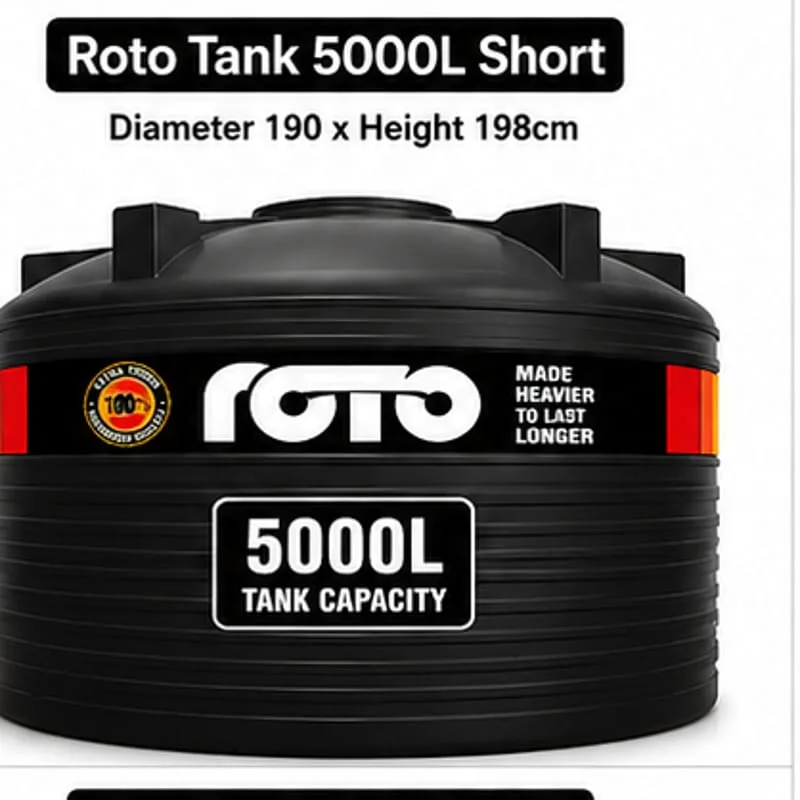 Roto Tank 5000 ltr Short - (Diameter 190 x Height 198)cm