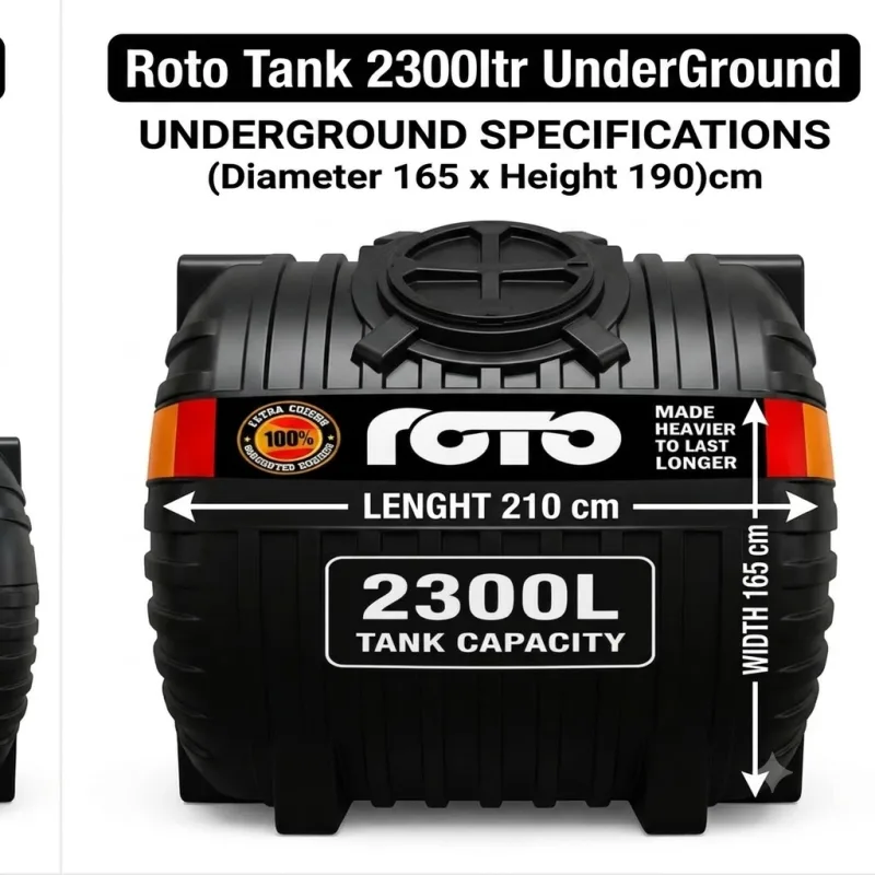 Roto Tank 2300ltr UnderGround - (Diameter 165 x Height 190)cm