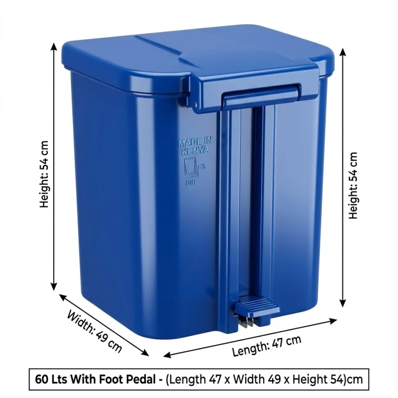 TopBin Garbage Bin 60 Lts With Foot Pedal - (Length 47 x Width 49 x Height 54)cm