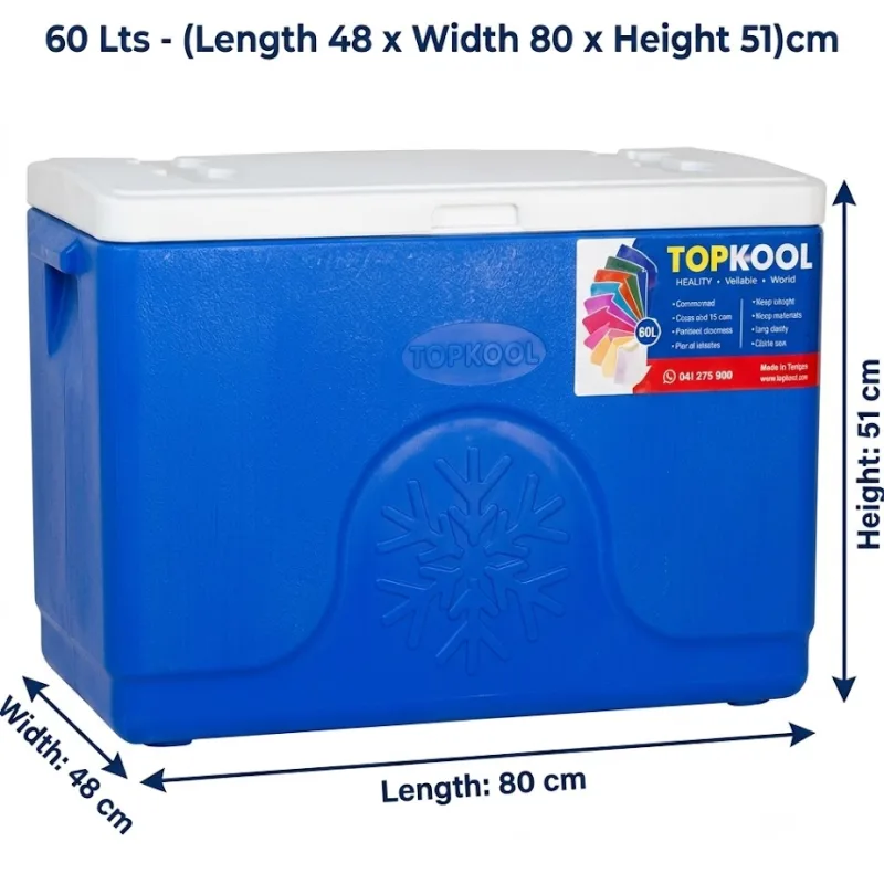 TopKool Cooler Box 60 Lts - (Length 48 x Width 80 x Height 51)cm
