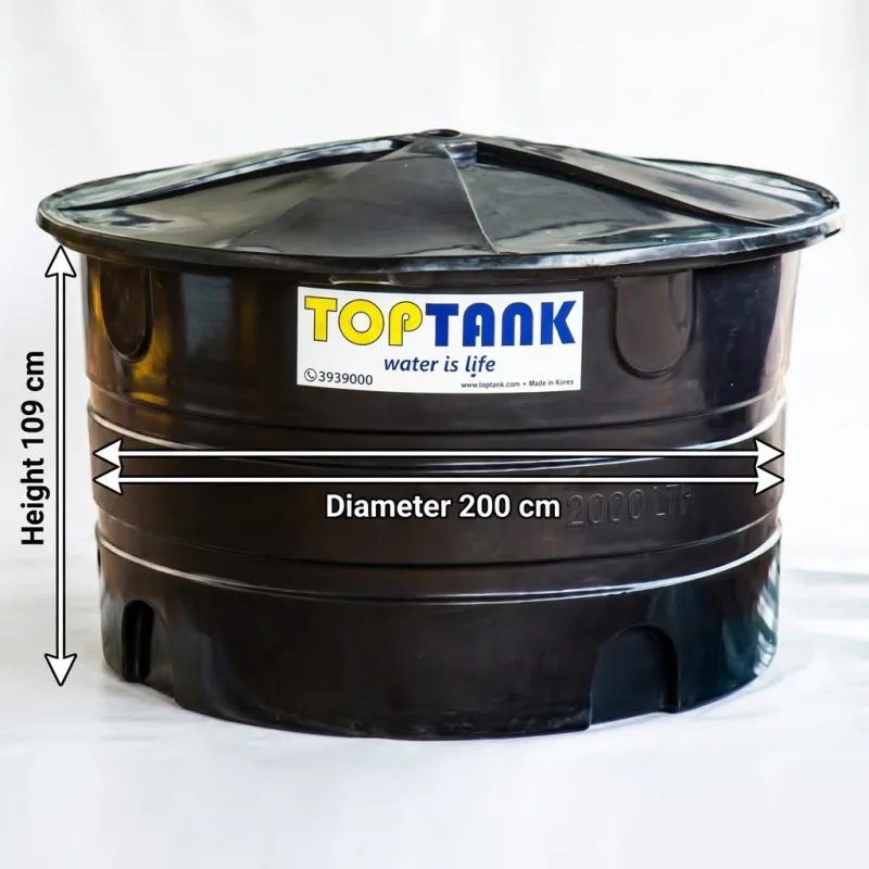 Top Tank 2000 ltr Nestable Black - (Diameter 200 x Height 109)cm