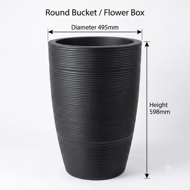 Top Tank 90 ltr Round Bucket / Flower Box - (Diameter 495 x Height 598)mm