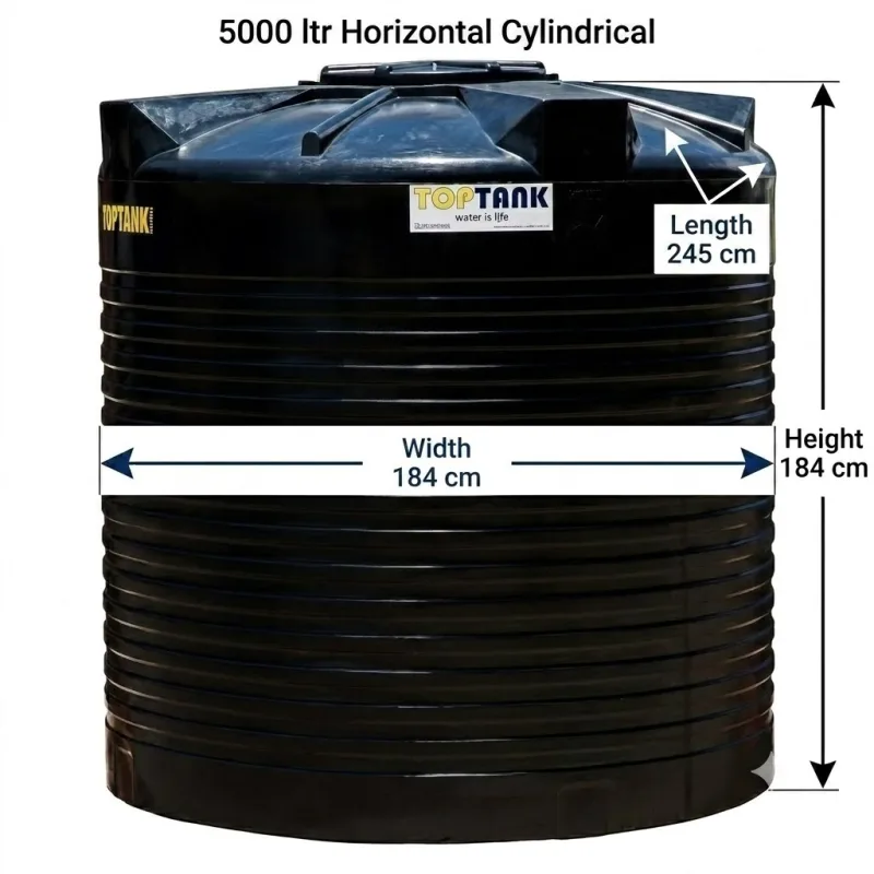 Top Tank 5000 ltr Horizontal Cylindrical - (Length 245 x Width 184 x Height 184)cm