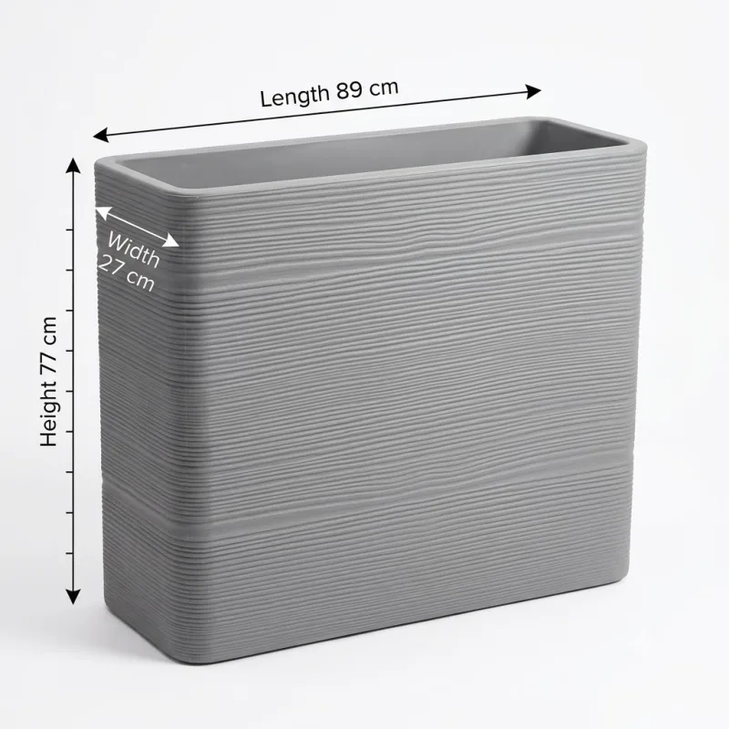 Tall Rectangular Planter Coarse Texture Finish - (Length 27 x Width 89 x Height 77)cm