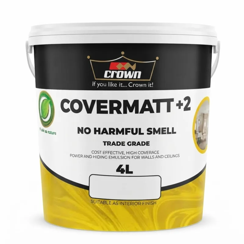 Crown Covermatt +2 Emulsion Soft White & Cream 4 Ltrs