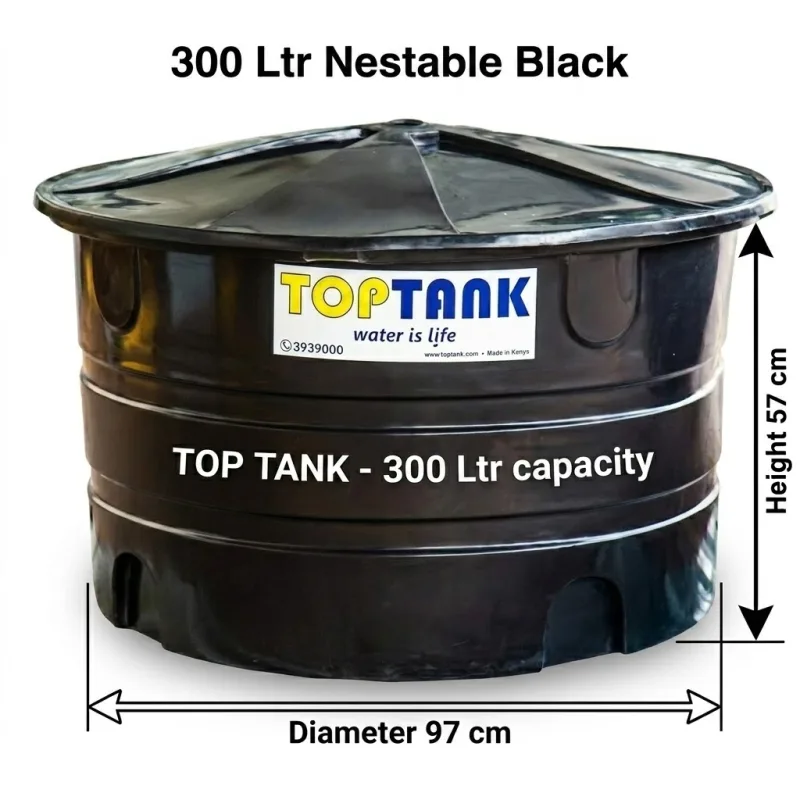 Top Tank 300 ltr Nestable Black - (Diameter 97 x Height 57)cm