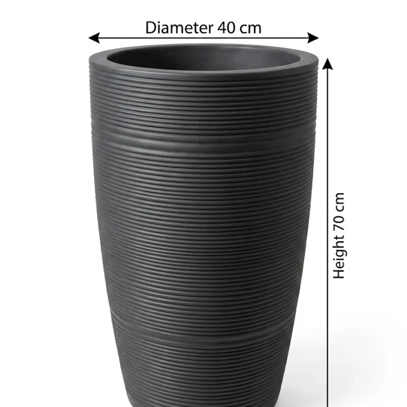 Round Planter Coarse Texture Finish - (Diameter 40 x Height 70)cm