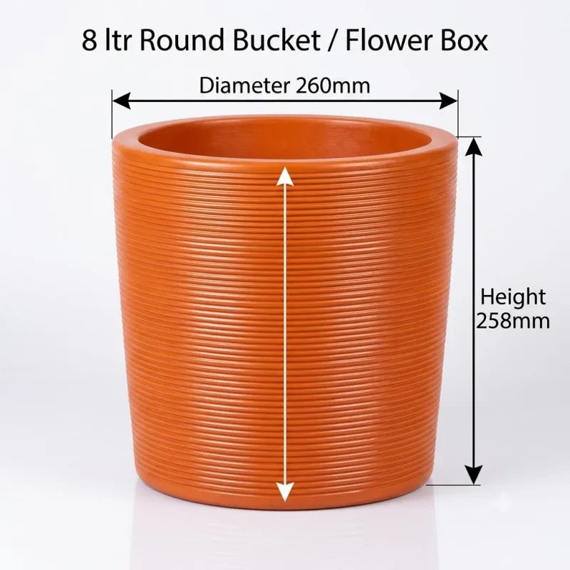 Top Tank 8 ltr Round Bucket / Flower Box - (Diameter 260 x Height 258)mm