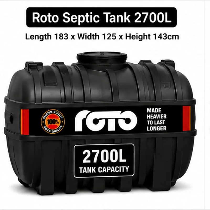 Roto Tank 2700ltr SEPTIC - (Diameter 161 x Height 200)cm