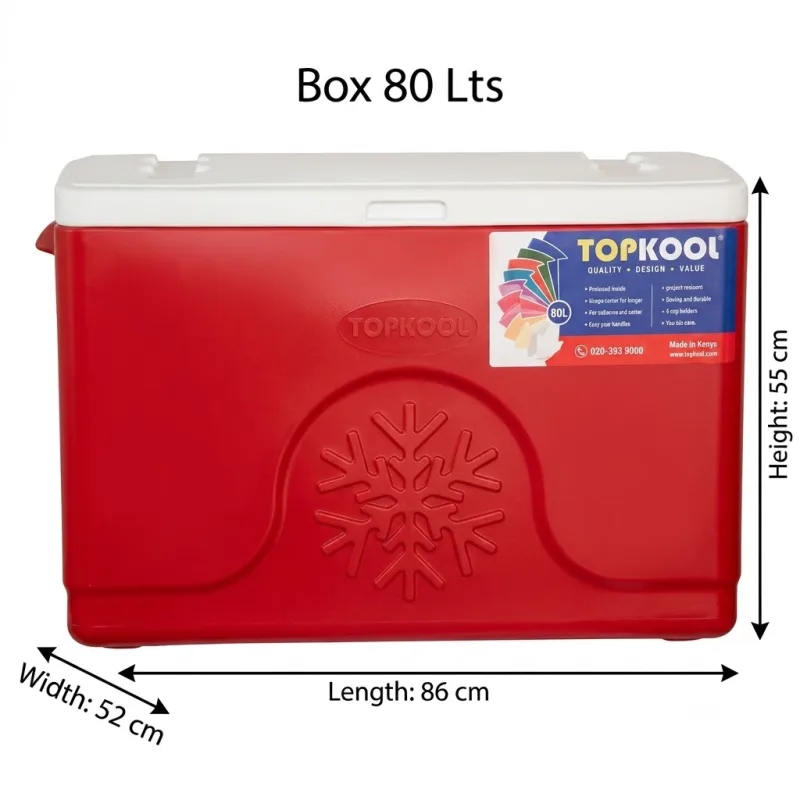 TopKool Cooler Box 80 Lts - (Length 52 x Width 86 x Height 55)cm