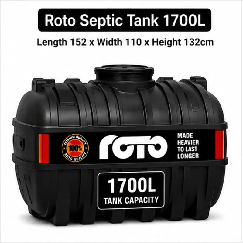 Roto Tank 1700ltr SEPTIC - (Diameter 130 x Height 200)cm