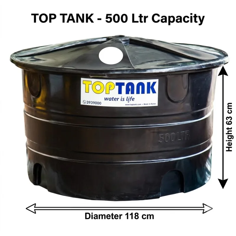 Top Tank 500 ltr Nestable Black - (Diameter 118 x Height 63)cm