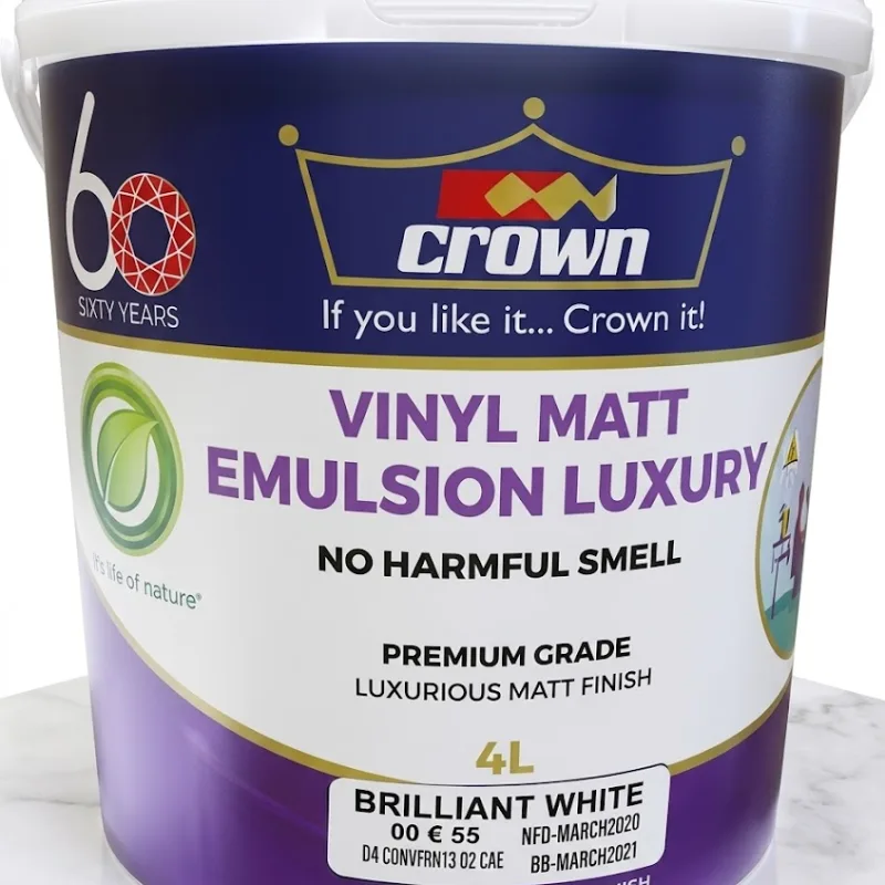 Crown Vinyl Matt Emulsion Luxury – Brilliant White (4L)