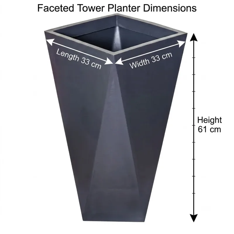 Top Planter Tall Tapered Planter - (Length 33 x Width 33 x Height 61)cm