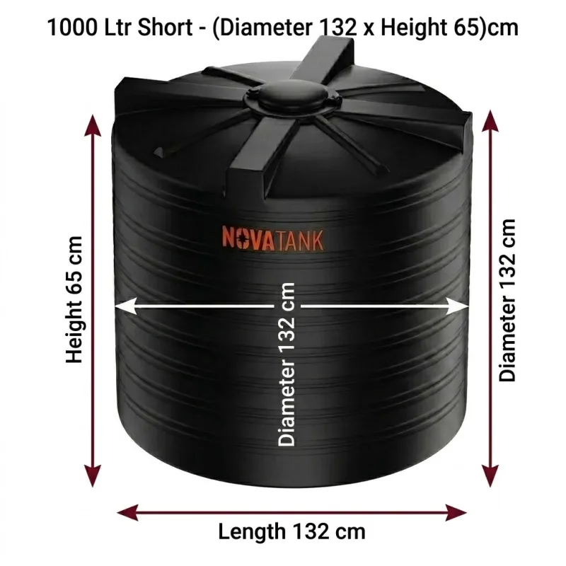 Nova Tank 1000 Ltr Short - (Diameter 132 x Height 65)cm