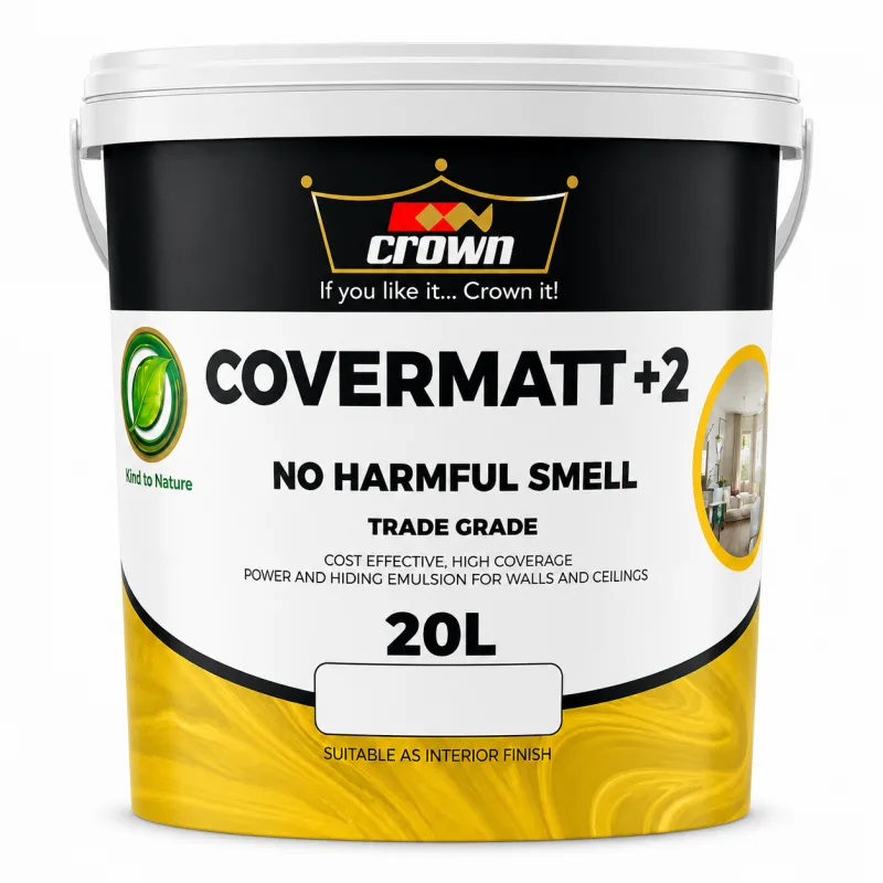 Crown Covermatt +2 Emulsion Soft White & Cream 20 Ltrs