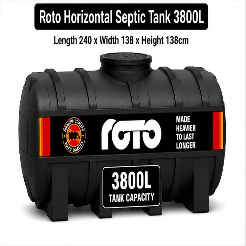 Roto Tank 3800ltr Horizontal Septic- (Base 250/143 x Height 159)cm
