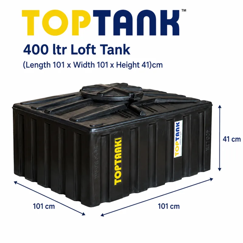 Top Tank 400 ltr Loft - (Length 101 x Width 101 x Height 41)cm
