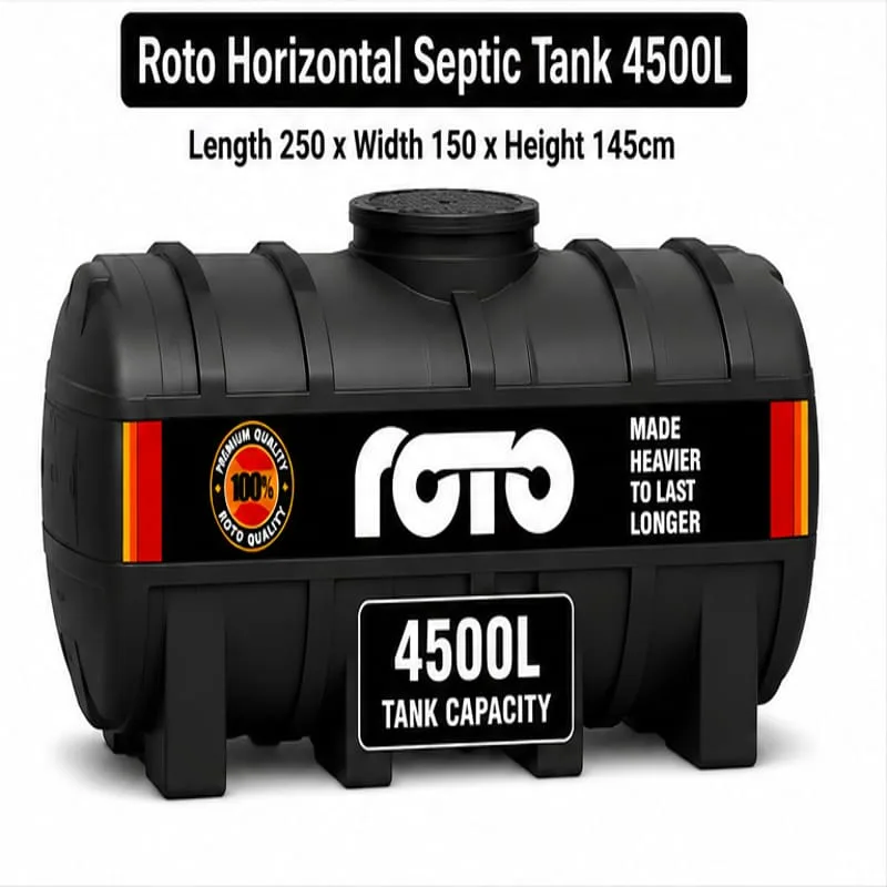 Roto Tank 4500ltr Horizontal Septic- (Base 258/167 x Height 177)cm